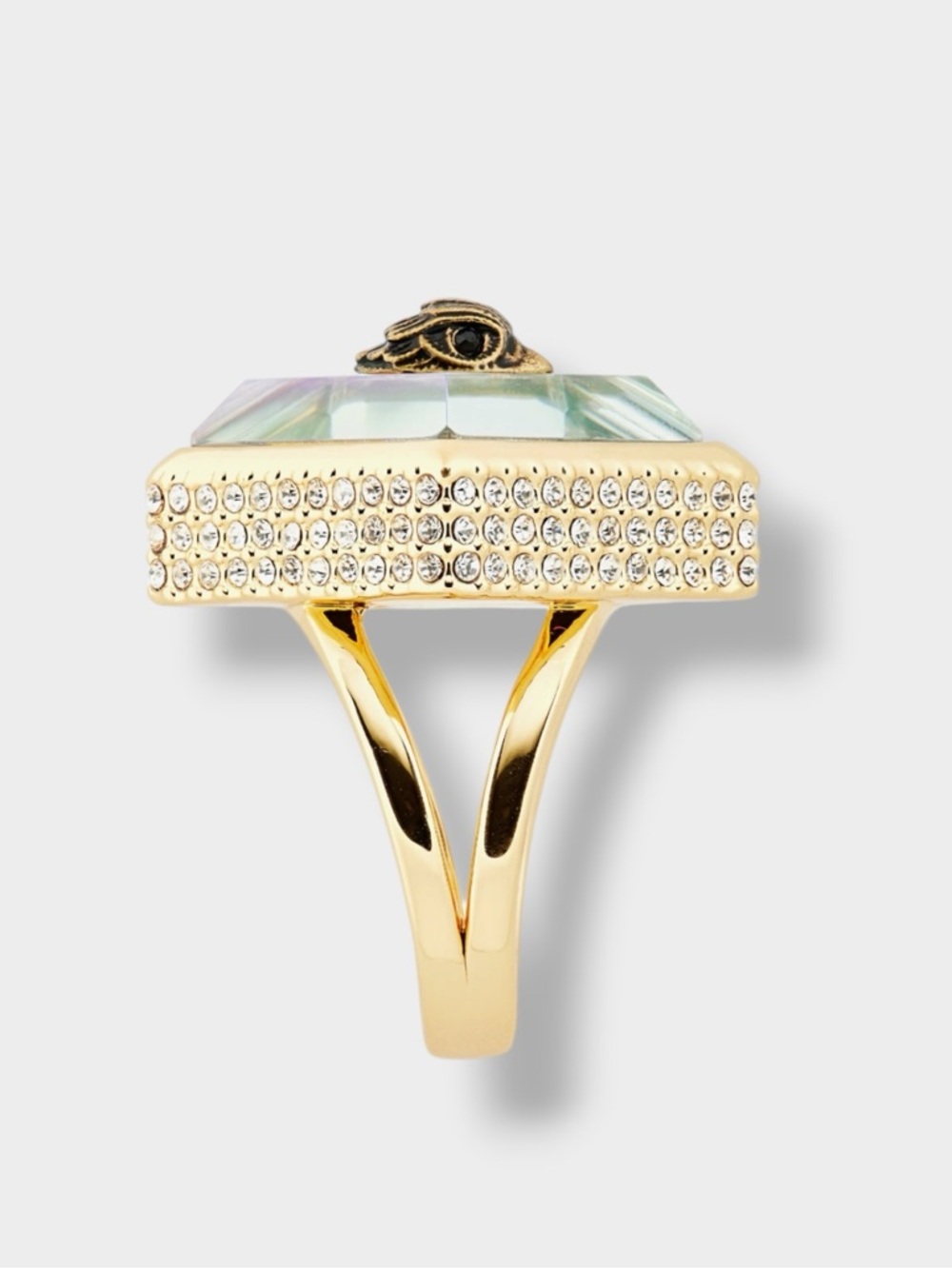 Kurt Geiger 🪢NIB Iridescent Square Cocktail Ring - Gold Tone Size 7 - Picture 4 of 4